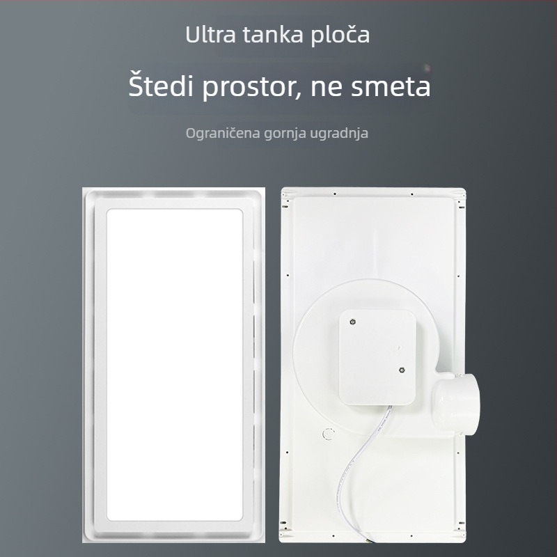 Integrirani stropni LED ventilator za kupaonicu s rasvjetom i ventilacijom, 2-u-1, dimenzije 300×300 mm