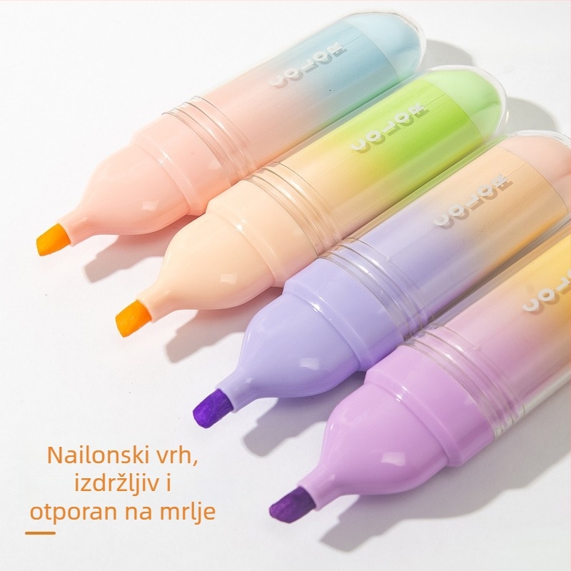 Set od 4 flomastera s nylonom otpornih vrhova, plosatim tijelom, u kutiji; flomasteri za označavanje s kosim vrhom.