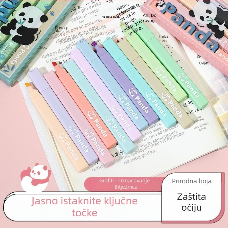 Nova Panda marker za podcrtavanje s prirodnim tonovima, četverokutno kućište, slatko Instagram-stil, pero za planer s nagnutim vrhom