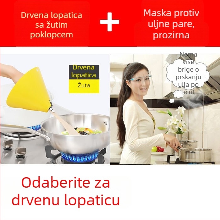Set zaštite od prskanja ulja pri kuhanju — zaštitni štitnik, poklopac za špatulu, rukavice protiv opeklina
