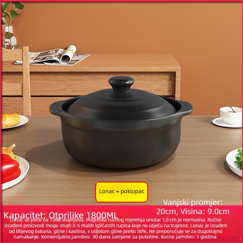 Royal Cooking Keramički lonac za rižine rezance, mali komercijalni razred, otporan na visoke temperature, idealan za ljutu vruću juhu, gulaš od krumpira, pileći dinst, glineni lonac za kašu, kućna uporaba