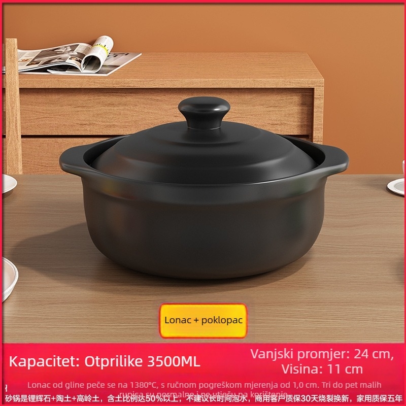 Royal Cooking Keramički lonac za rižine rezance, mali komercijalni razred, otporan na visoke temperature, idealan za ljutu vruću juhu, gulaš od krumpira, pileći dinst, glineni lonac za kašu, kućna uporaba