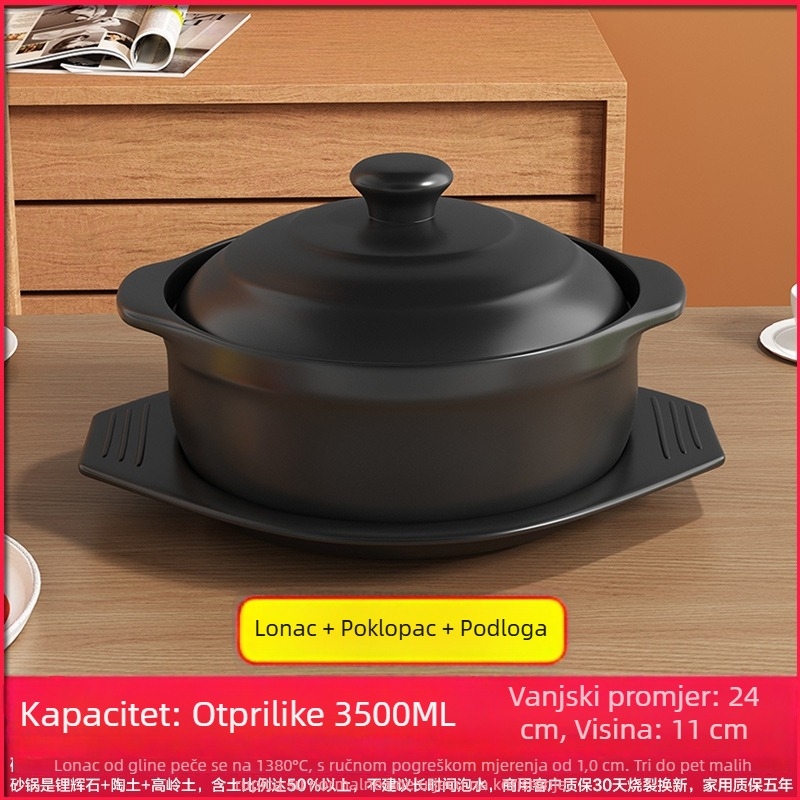 Royal Cooking Keramički lonac za rižine rezance, mali komercijalni razred, otporan na visoke temperature, idealan za ljutu vruću juhu, gulaš od krumpira, pileći dinst, glineni lonac za kašu, kućna uporaba