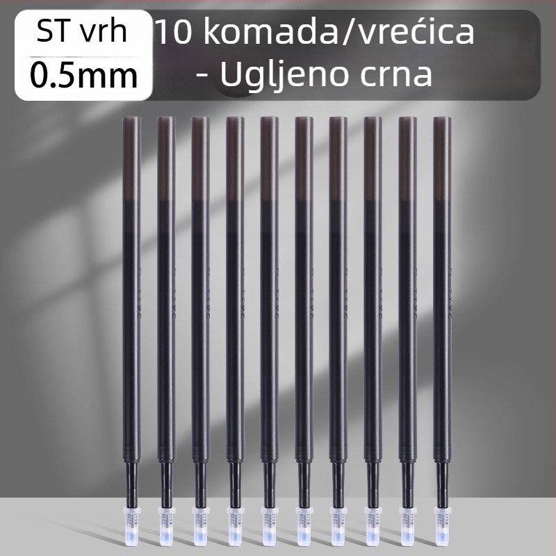 Set od 10 rezervnih refill-a za Lexuan ST brisljivo pero, 0,5 mm, plava i crna, ekstra debeli