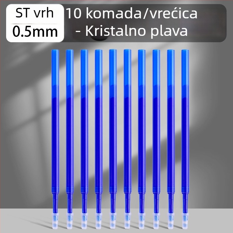 Set od 10 rezervnih refill-a za Lexuan ST brisljivo pero, 0,5 mm, plava i crna, ekstra debeli