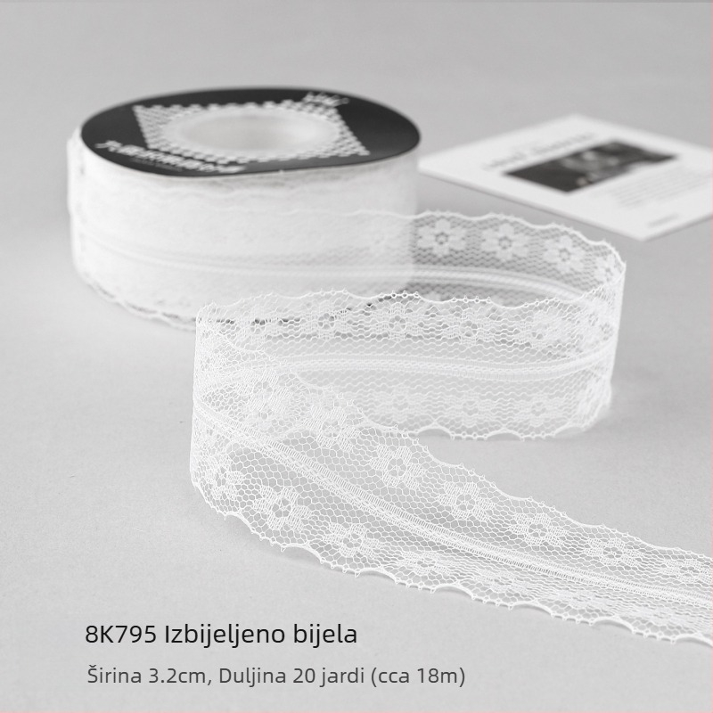 Ručna čipkasta traka, bijela mašna za pakiranje buketa i DIY cvjetne aranžacije