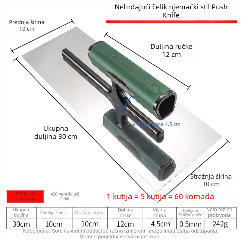 Yinghe špatula za žbukanje s tlakom, alat za pločice, nehrđajući čelik, baza od karbonskog čelika, 250/300 mm