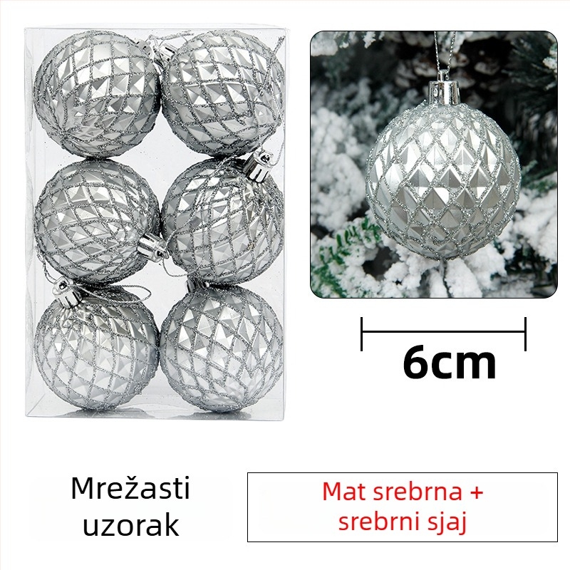 Elektroplatinirana božićna kugla, oslikana – ukras za božićno drvce, privjesak za vjenčanja i izloge