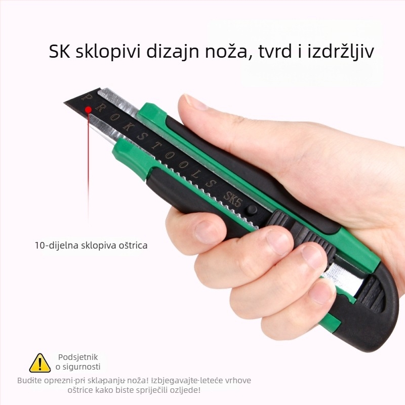 Veliki SK5 umjetnički nož s crnim oštricom, izdržljiv nož za rezanje papira, prijenosni alat za otvaranje kutija