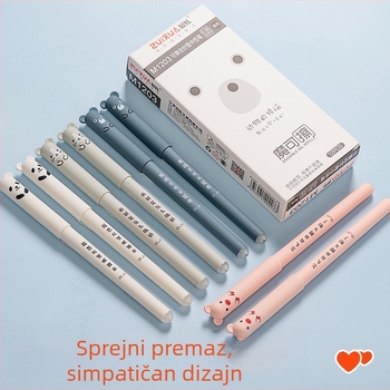 Gel olovka s toplinskim brisanjem, za učenike 3.–5. razreda, kristalno plava, brisanje trenjem, glatko pisanje
