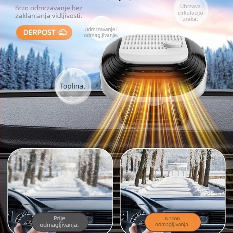 Yiju automobilni grijač ventilator za automobile i kamione, 12V-24V, brzo grijanje unutarnjeg prostora i odmagljivanje stakala