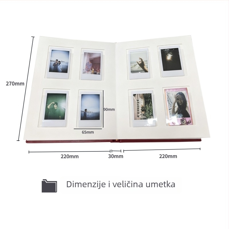 Instax Mini fotoalbum, 3 inča, 80 fotografija, tvrdi uvez s leptir vezom, PU korica, za Instax Mini
