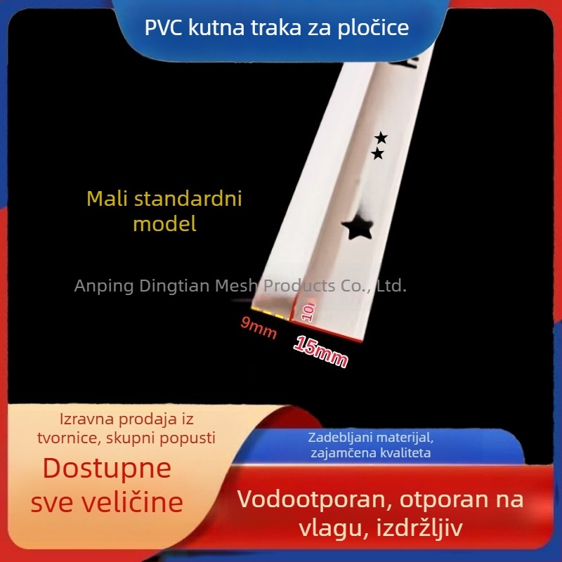 Dingtian PVC kutni profil za pločice, zaobljeni rub i pravokutni plastični rubni profil