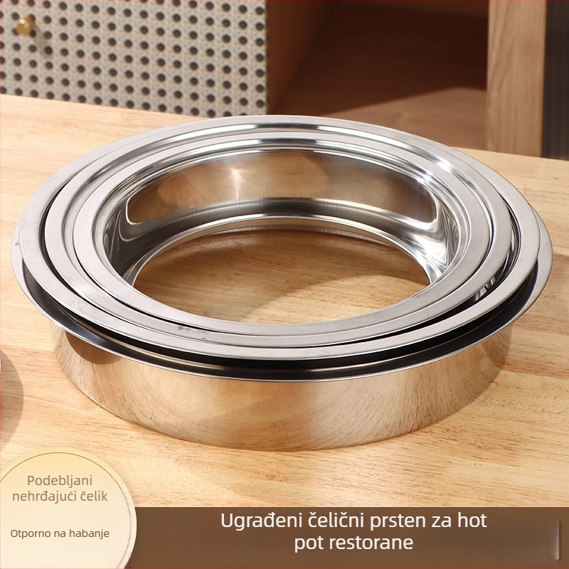 Nehrđajući čelični prsten za lonac s poklopcem, uronjen dizajn, kružnog ili kvadratnog oblika, kompatibilan s indukcijskim pločama