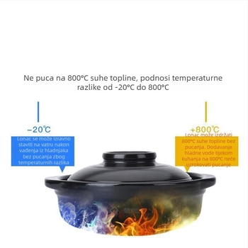 Keramička juha posuda Huaxia King Kong za otvoreni plamen i indukcijsku ploču, ravno dno, otporna na visoke temperature, neprijanjajuća, 2.1–4 L
