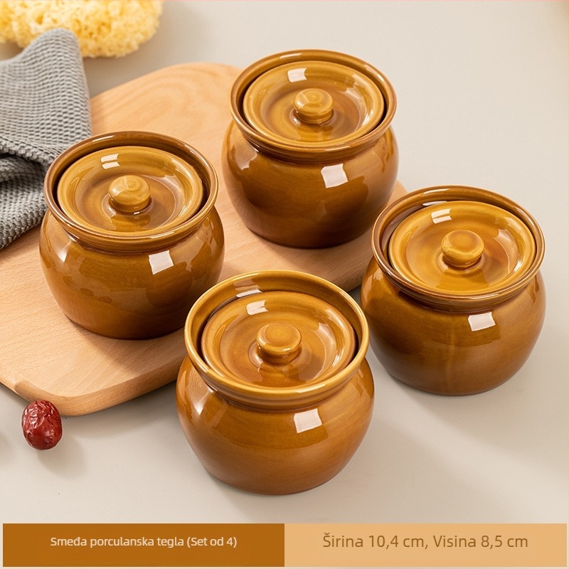 Furunda keramički lonac s poklopcem, 450 ml – keramički lonac za juhe i parena jaja, kineski stil