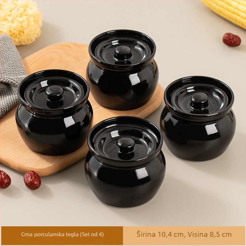 Furunda keramički lonac s poklopcem, 450 ml – keramički lonac za juhe i parena jaja, kineski stil
