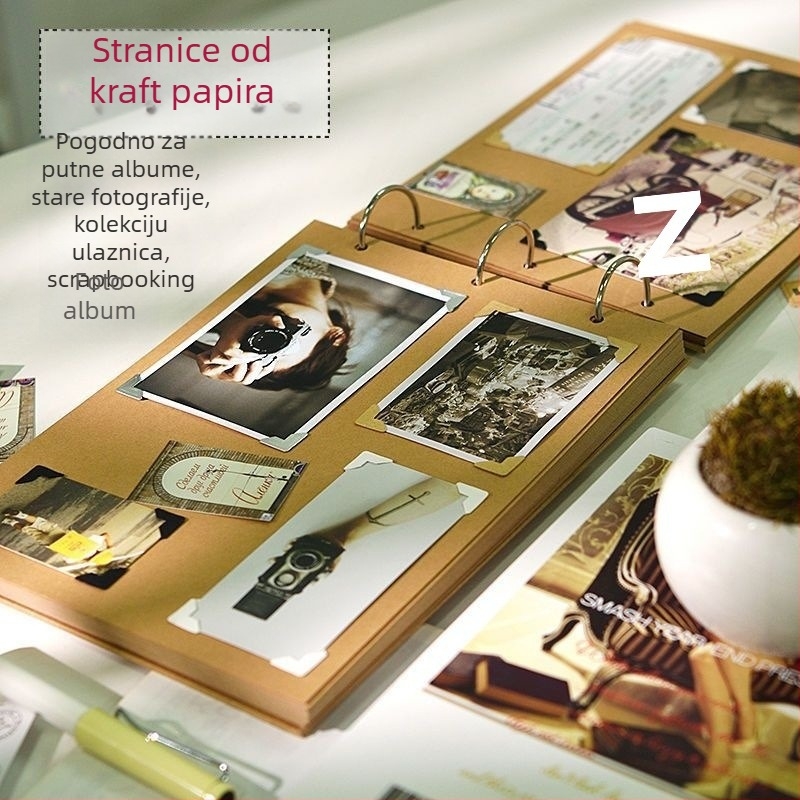 Fotoalbum od kraft papira, DIY ljepive stranice, skic-knjiga, za parove, razredne kolege i uspomene na maturu