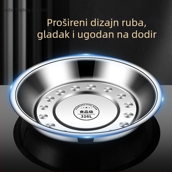 Kružni tanjur od 316L nehrđajućeg čelika, hrana klase, zadebljan, za kućnu kuhinju, tanjur za večeru i roštilj