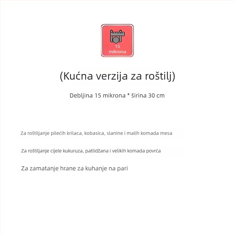 Aluminijska folija za air fryer, kvaliteta hrane, debela, za pećnicu, veliki rol