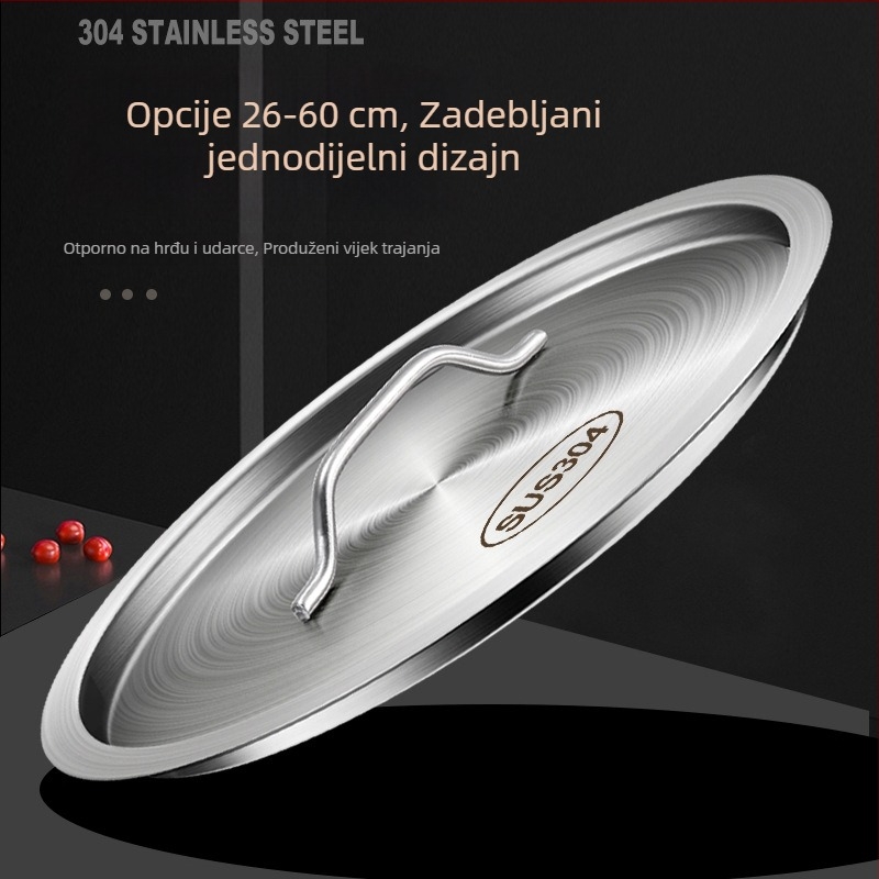 Izuzetno debeli poklopac od 304 nehrđajućeg čelika za vedro za juhu, plosni kružni poklopac, prehrambena kvaliteta