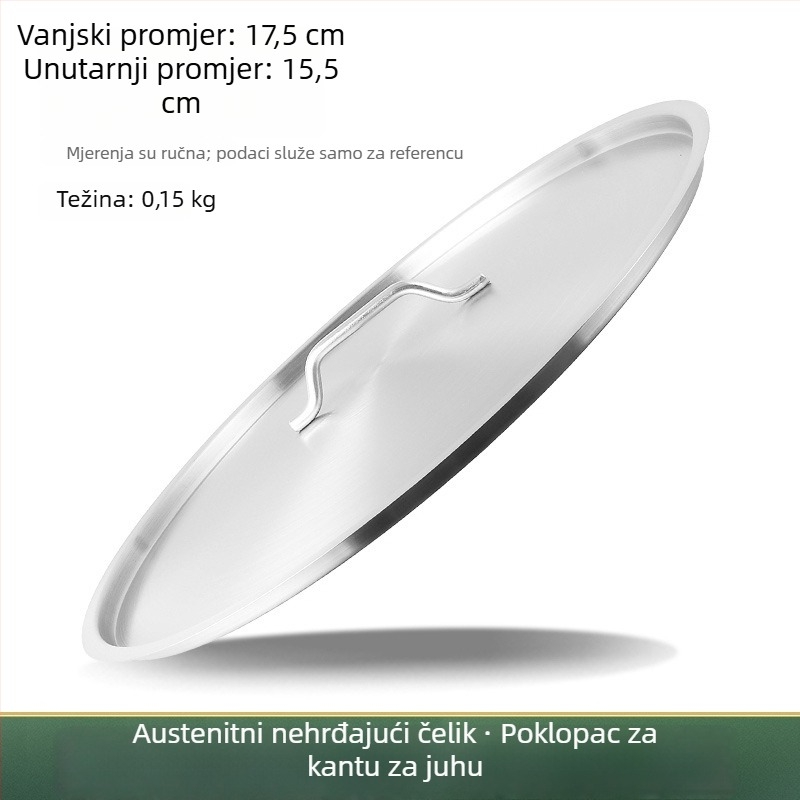 Izuzetno debeli poklopac od 304 nehrđajućeg čelika za vedro za juhu, plosni kružni poklopac, prehrambena kvaliteta