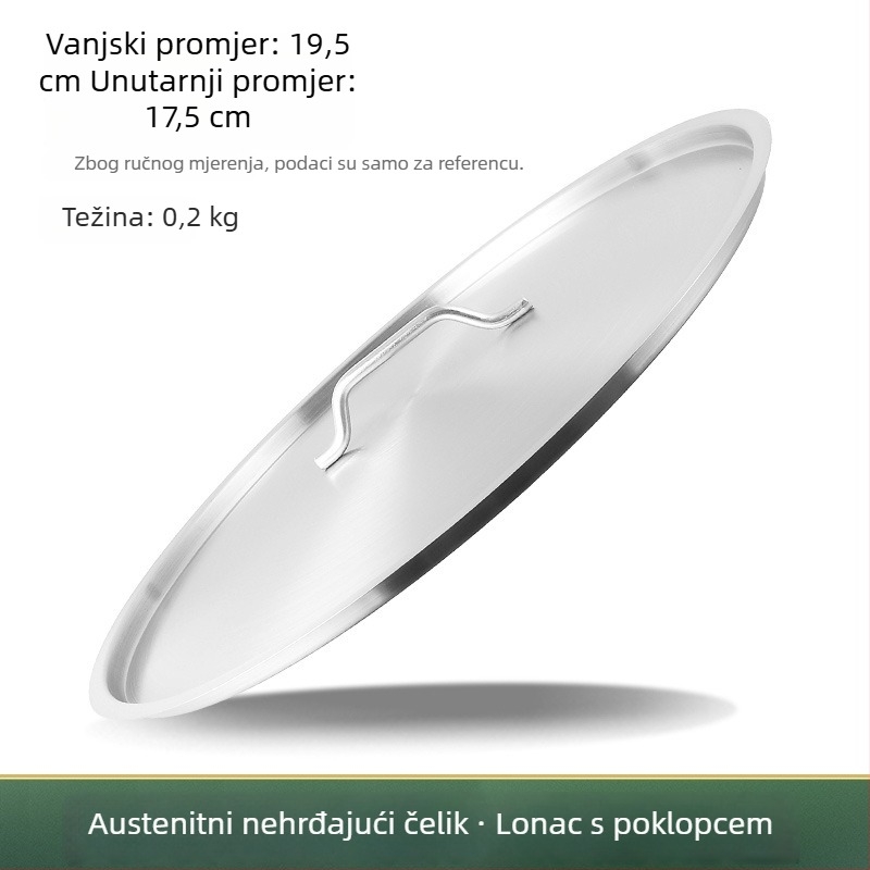 Izuzetno debeli poklopac od 304 nehrđajućeg čelika za vedro za juhu, plosni kružni poklopac, prehrambena kvaliteta