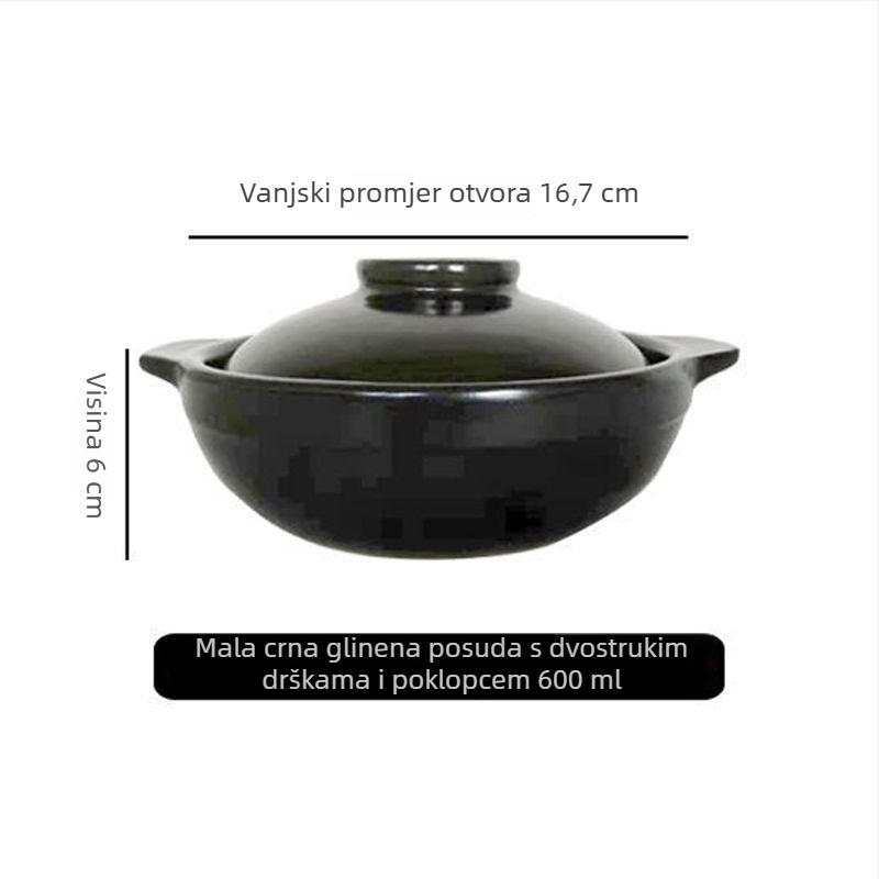 Keramička posuda s držkom za otvoreni plamen, od kostnog porculana, 2,1–3 L, za rižu, rezance i dinstanu piletinu