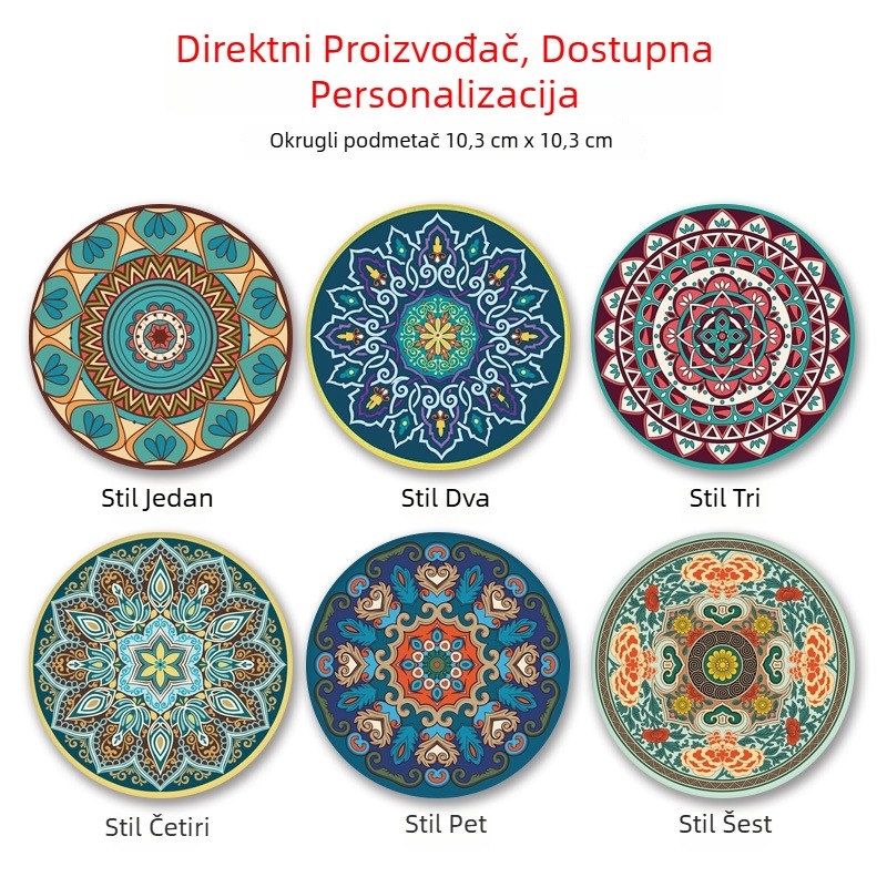 Dunhuang keramički podmetač za čašu s donjim dijelom od kore, apsorbira vodu, protuklizni, kružnog oblika, modernog minimalističkog stila