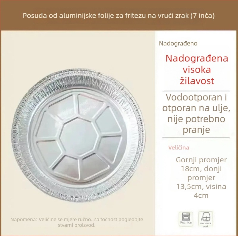 Aluminijska folija posuda za air fryer, otporna na masnoću, kompatibilna s pećnicom, višekratna uporaba