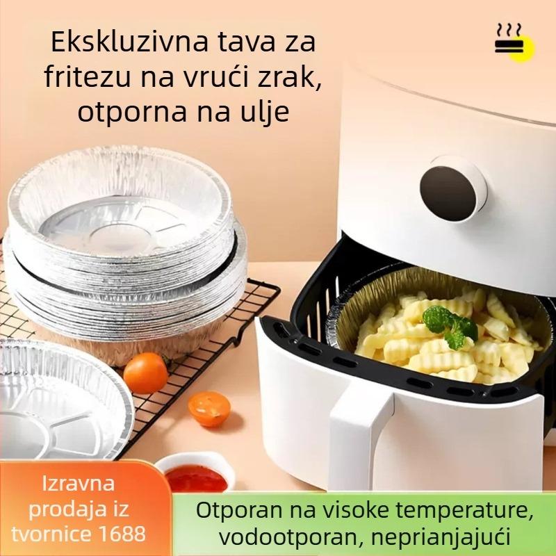 Aluminijska folija posuda za air fryer, otporna na masnoću, kompatibilna s pećnicom, višekratna uporaba