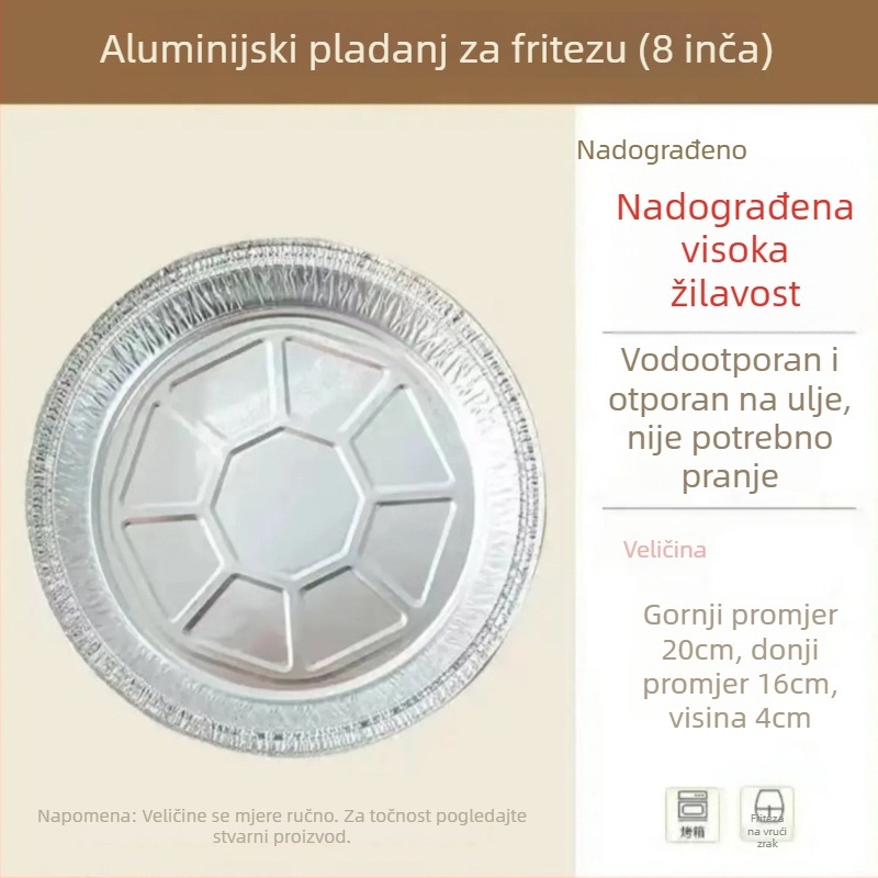 Aluminijska folija posuda za air fryer, otporna na masnoću, kompatibilna s pećnicom, višekratna uporaba