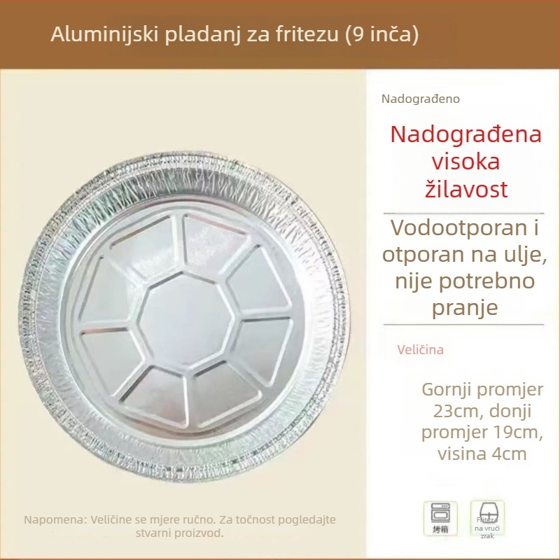Aluminijska folija posuda za air fryer, otporna na masnoću, kompatibilna s pećnicom, višekratna uporaba