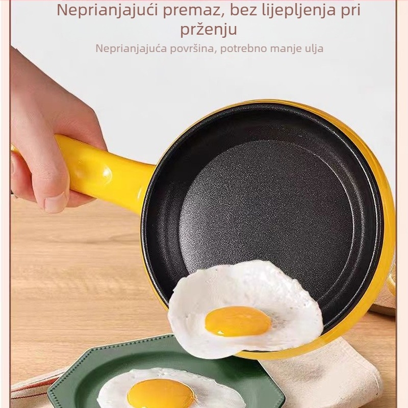 Električni tiganj za omletu s neprianjajućim premazom, kompaktni lonac za prženje jaja, palačinke i kuhanje na pari