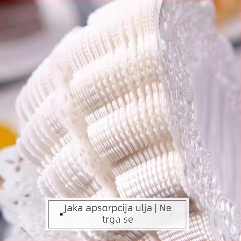 Papir za upijanje masnoće za prženje i pečenje, papir za pećenje s čipkastim rubom, okrugla podloga s cvjetnim uzorkom za torte i pizze, za pećnicu
