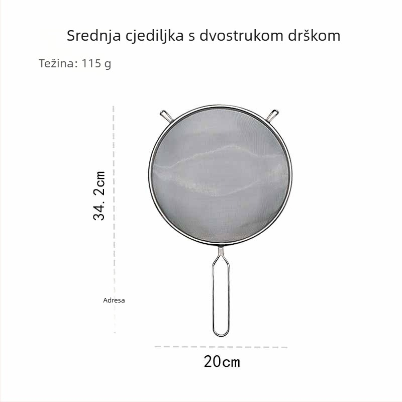 Veliko nehrđajuće čelično sito za prženje s dvostrukim držačima, pogodno za rezance i knedle, cedilo za sok, 3-dijelni set
