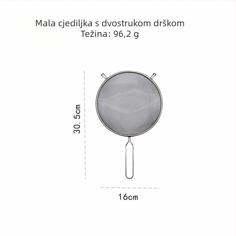 Veliko nehrđajuće čelično sito za prženje s dvostrukim držačima, pogodno za rezance i knedle, cedilo za sok, 3-dijelni set