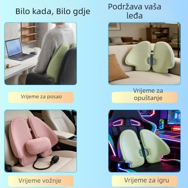 Ergonomska lumbalna jastučnica za ured, podrška leđima i struku memorijskom pjenom
