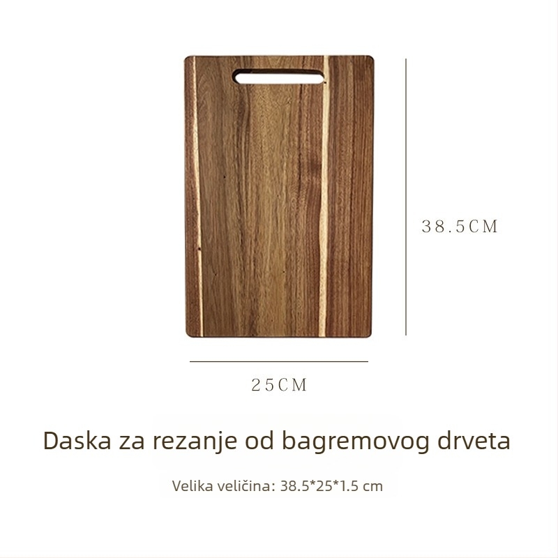 Daska za rezanje od akacije s držačem, prijenosna dvostruka kuhinjska daska, drveni tanjur