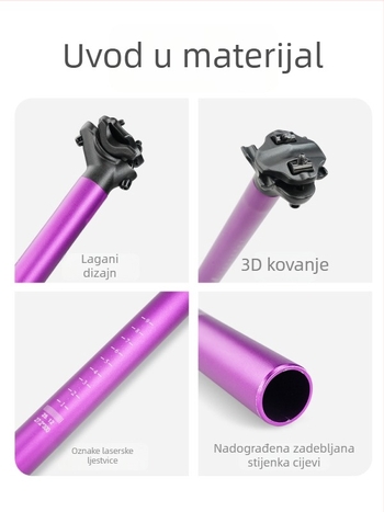 Forever aluminijski post za sjedalo od legure aluminija s dvostrukim vodilicama za planinske i cestovne bicikle