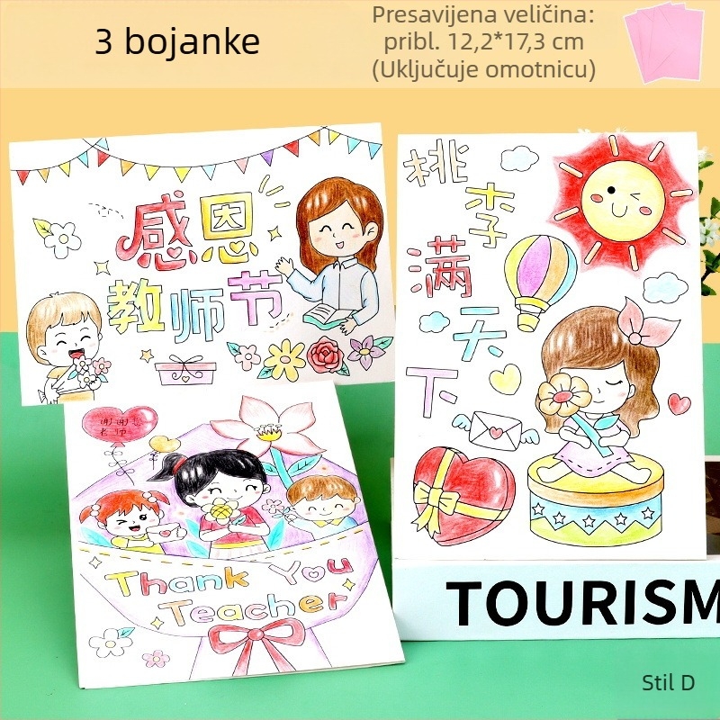 Čestitka za Majčin dan za bojanje – DIY darovni paket učitelju, od djece iz vrtića