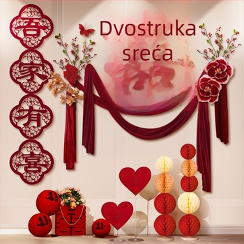 Set dekoracije za svadbu u prostoru – pozadina zida za dnevni boravak i spavaću sobu