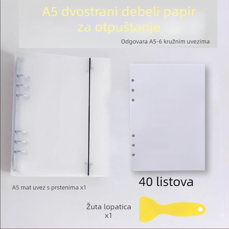 Debeli dvostrani bilježnica s papirjem za odvajanje, odvojivi listovi, zbirka ilustracija s naljepnicama i washi trakom