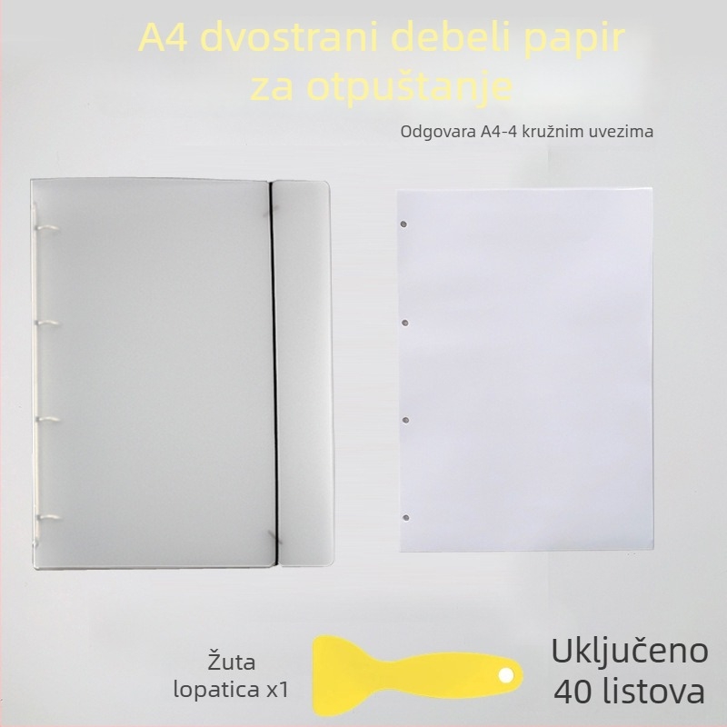 Debeli dvostrani bilježnica s papirjem za odvajanje, odvojivi listovi, zbirka ilustracija s naljepnicama i washi trakom
