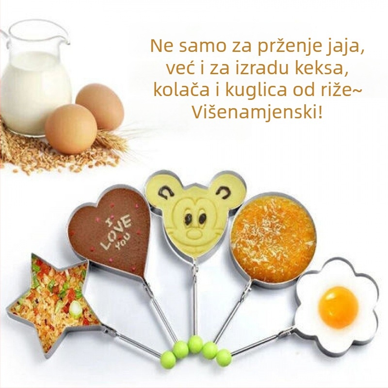 Debljom oblik za prženje jaja od nehrđajućeg čelika, kuhinjski kalup za jaja, crna