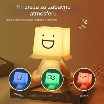 RGB stolna lampa s višebojnim osvjetljenjem, slatka mala figurica u sjedećem položaju, USB napajanje