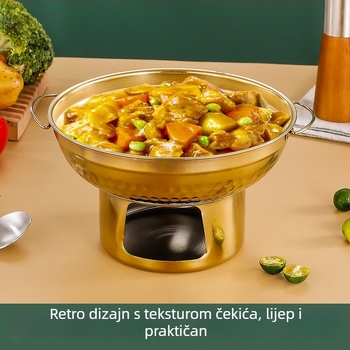 Nerđajući čelik zlatne boje, Tajlandska Tom Yum Goong posuda za vrući lonac i suhi lonac, lonac za goveđi brisket uz čvrsti alkoholni štednjak