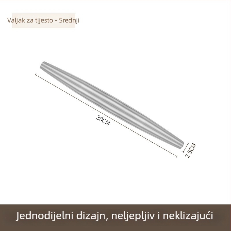 Valjak za tijesto od 304 nehrđajućeg čelika za kućnu upotrebu, alat za tijesto i za listove za knedle
