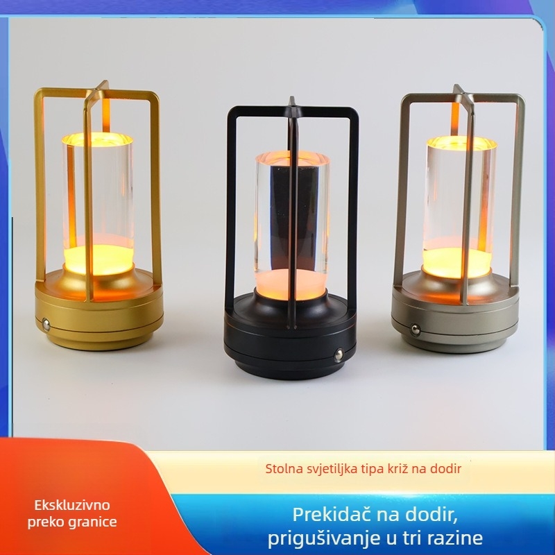 USB LED noćna svjetiljka s dodirnim upravljanjem intenziteta, akrilno sjenilo — nordijskog stila stolna/noćna lampa, ugrađena baterija