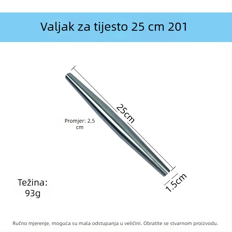 Nehrđajući čelični debeli valjak za tijesto, za listove knedli, neprijanjajući